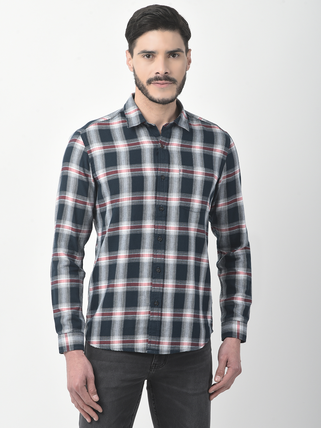 Numero Uno Men Checkered Black Shirt